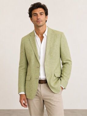 Orvieto 100% Linen Sport Blazer 36R Light Sage Green Summer Wedding Jacket
